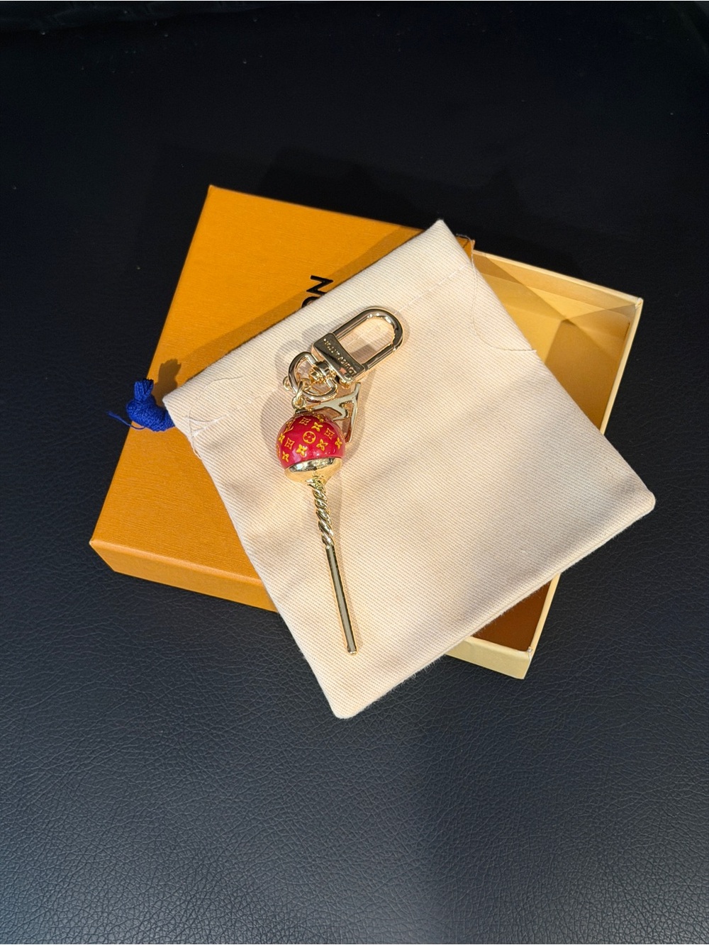 Designer-Inspired Red & Gold Key Charm